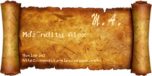 Mándity Alex névjegykártya